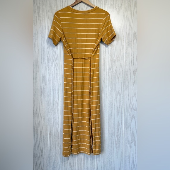 Banana Republic Short Sleeve Stretch Gold Striped T-Shirt Midi Dress Size S - Picture 3 of 3